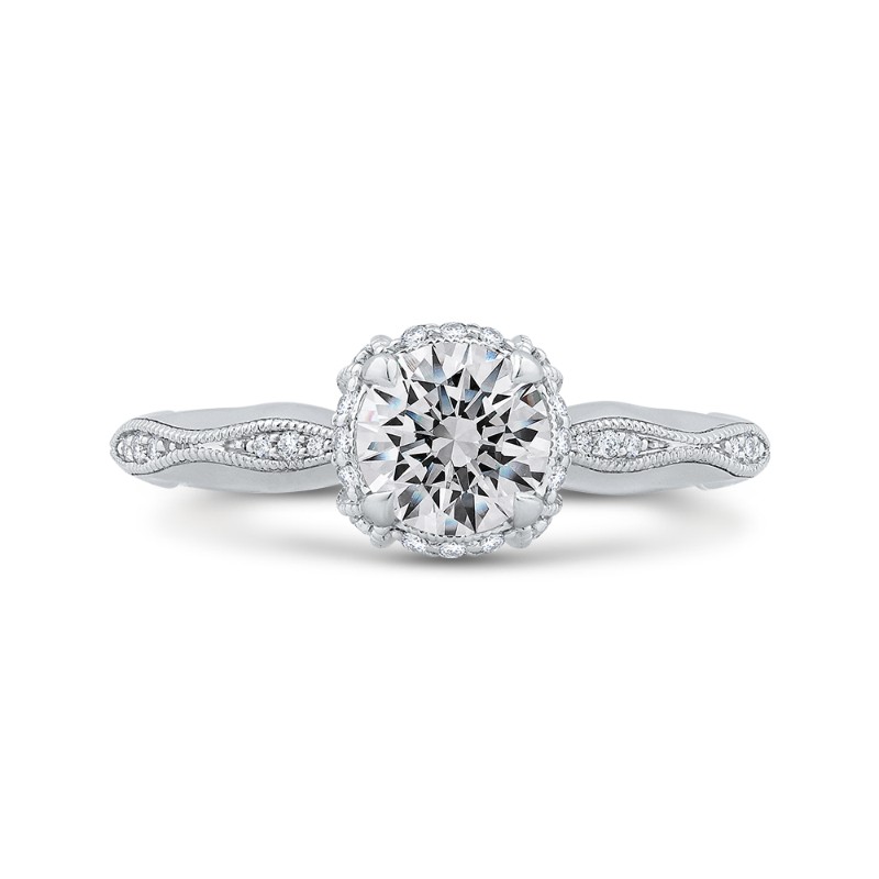 Round Diamond Engagement Ring in 14K White Gold
