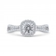 Split Shank Diamond Halo Engagement Ring in 14K White Gold