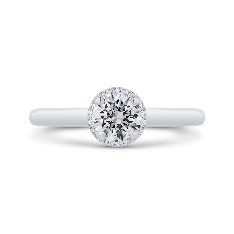 Diamond Halo Engagement Ring in 14K White Gold