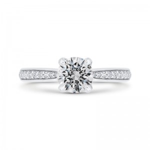 Round Diamond Solitaire Plus Engagement Ring in 14K White Gold