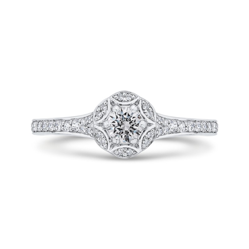 Diamond Halo Engagement Ring in 14K White Gold