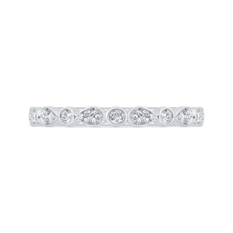 Bezel Set Diamond Wedding Band in 14K White Gold