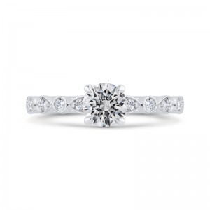 Bezel Set Round Diamond Engagement Ring in 14K White Gold