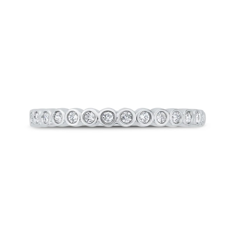 Bezel Set Diamond Wedding Band in 14K White Gold