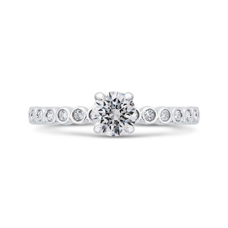 Bezel Set Round Diamond Engagement Ring in 14K White Gold