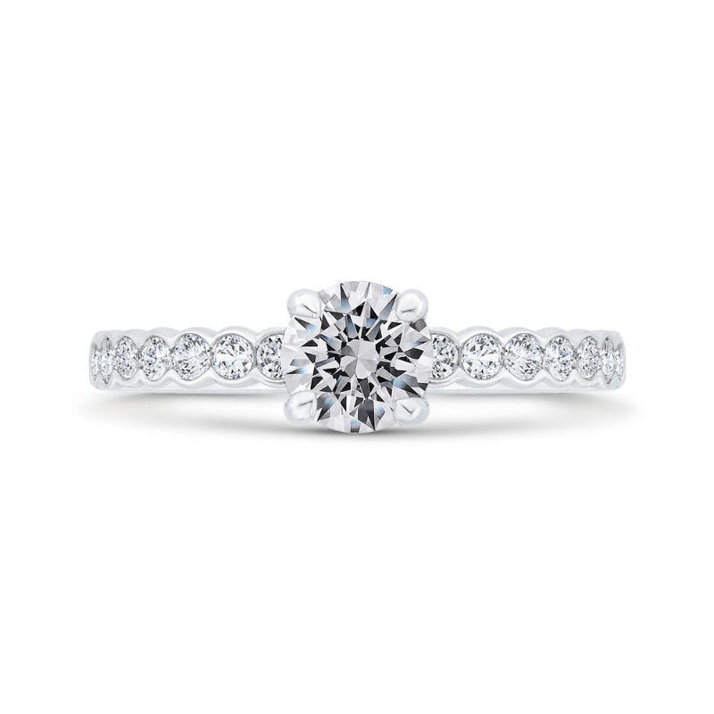 Bezel Set Round Diamond Solitaire Plus Engagement Ring in 14K White Gold