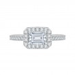 Emerald Cut Diamond Halo Engagement Ring in 14K White Gold