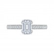 Emerald Cut Diamond Cathedral Style Engagement Ring in 14K White Gold