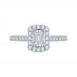 Emerald Cut Diamond Halo Engagement Ring in 14K White Gold