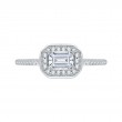 Emerald Cut Diamond Halo Engagement Ring in 14K White Gold