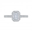Emerald Cut Diamond Halo Engagement Ring in 14K White Gold