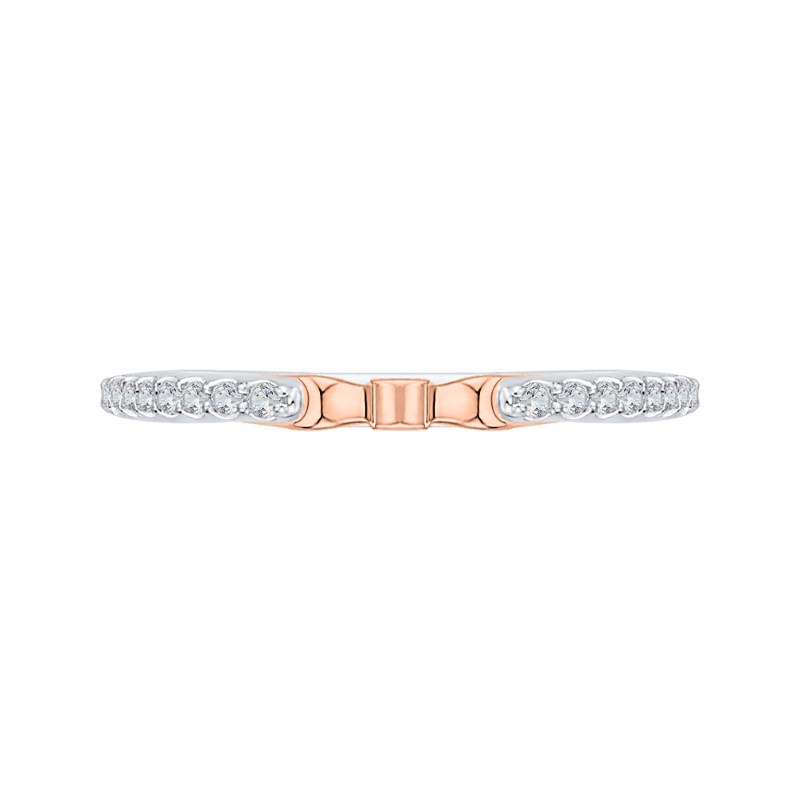Round Diamond Wedding Band in 14K Two Tone Gold