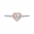 Heart Shape Diamond Halo Engagement Ring in 14K Two Tone Gold
