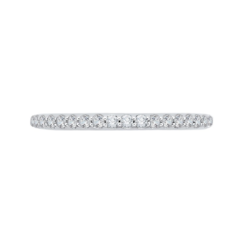 Round Diamond Half-Eternity Wedding Band in 14K White Gold