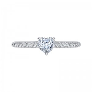 Heart Diamond Vintage Engagement Ring in 14K White Gold