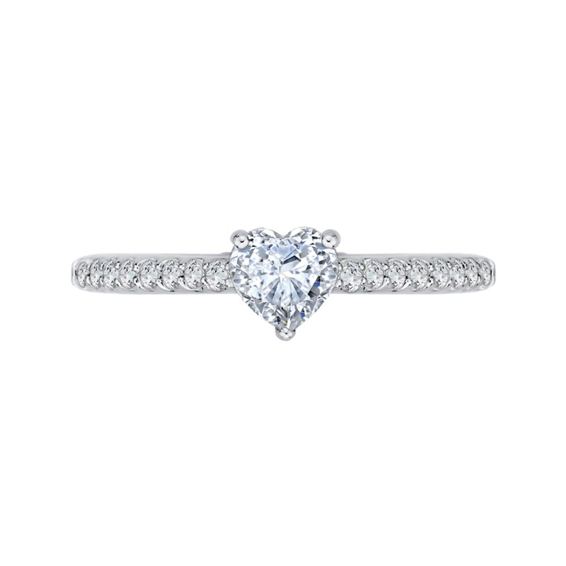 Heart Diamond Vintage Engagement Ring in 14K White Gold