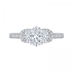 Oval Cut Diamond Three-Stone Engagement Ring in 14K White Gold
