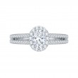 Split Shank Oval Cut Diamond Halo Engagement Ring in 14K White Gold
