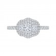 Oval Cut Diamond Three-Stone Halo Engagement Ring in 14K White Gold