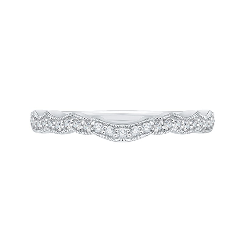 Round Diamond Half-Eternity Wedding Band in 14K White Gold
