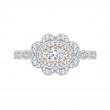 Oval Cut Diamond Floral Halo Engagement Ring in 14K Two Tone Gold
