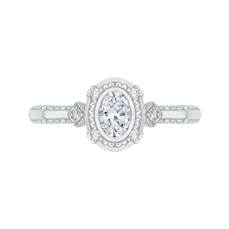 Oval Cut Diamond Engagement Ring in 14K White Gold