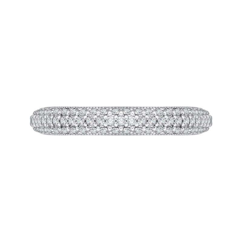 Round Diamond Half-Eternity Wedding Band in 14K White Gold
