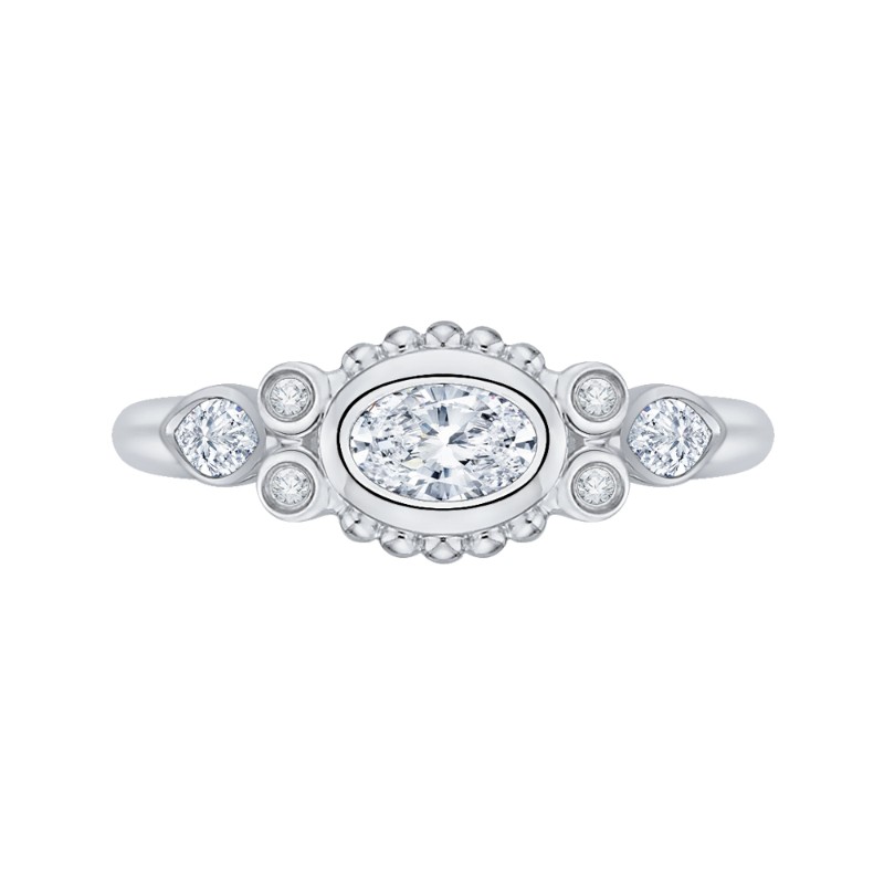 Oval Cut Diamond Engagement Ring in 14K White Gold