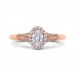 Split Shank Oval Cut Diamond Halo Cathedral Style Engagement Ring in 14K Rose Gold