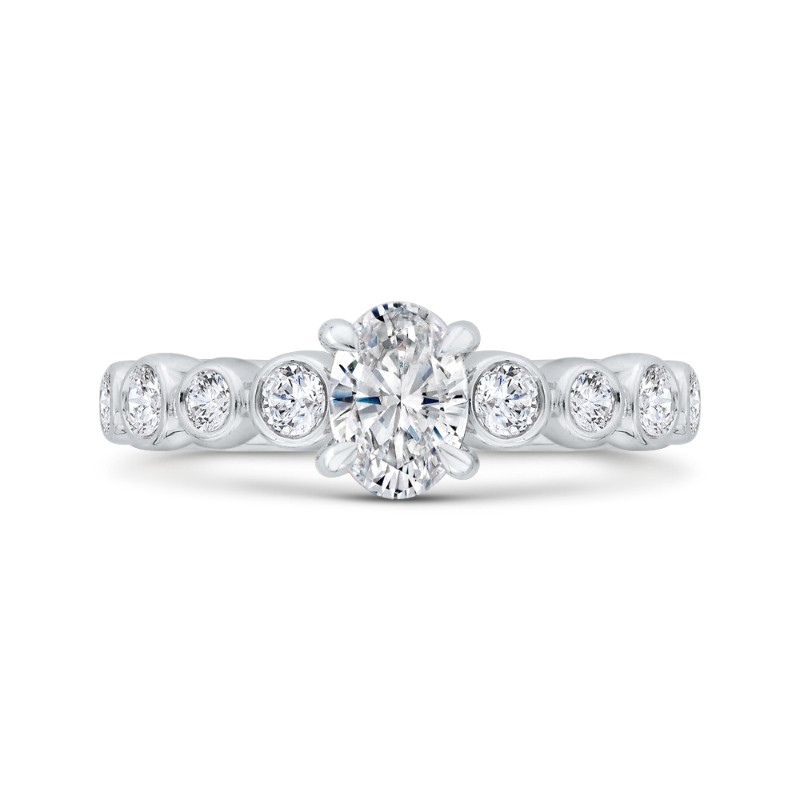 Oval Cut Diamond Engagement Ring in 14K White Gold