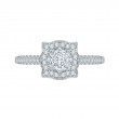 Princess Cut Diamond Halo Vintage Engagement Ring in 14K White Gold
