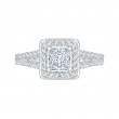 Split Shank Princess Cut Diamond Halo Engagement Ring in 14K White Gold