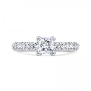 Princess Cut Diamond Engagement Ring in 14K White Gold