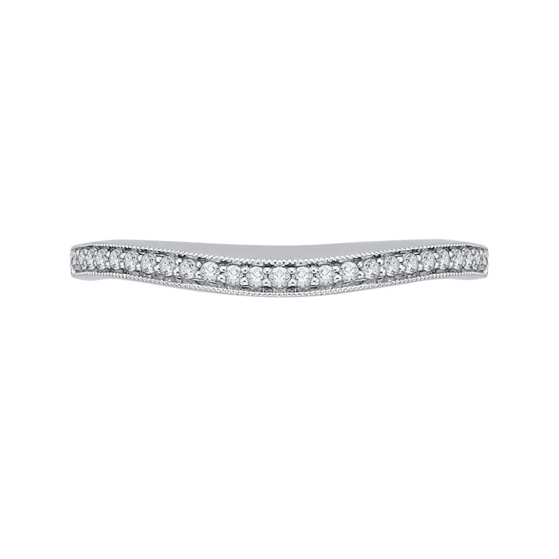 Round Diamond Half-Eternity Wedding Band in 14K White Gold
