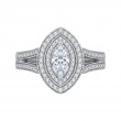 Split Shank Marquise Cut Diamond Double Halo Engagement Ring in 14K White Gold