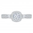 Cushion Cut Diamond Halo Engagement Ring in 14K White Gold