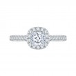 Cushion Cut Diamond Halo Engagement Ring in 14K White Gold