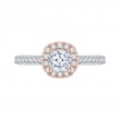Cushion Cut Diamond Halo Engagement Ring in 14K Two Tone Gold