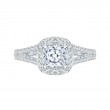 Cushion Cut Diamond Halo Engagement Ring in 14K White Gold