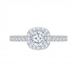 Cushion Cut Diamond Halo Engagement Ring In 14K White Gold