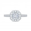 Cushion Cut Diamond Halo Engagement Ring in 14K White Gold