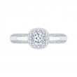 Cushion Cut Diamond Halo Engagement Ring in 14K White Gold