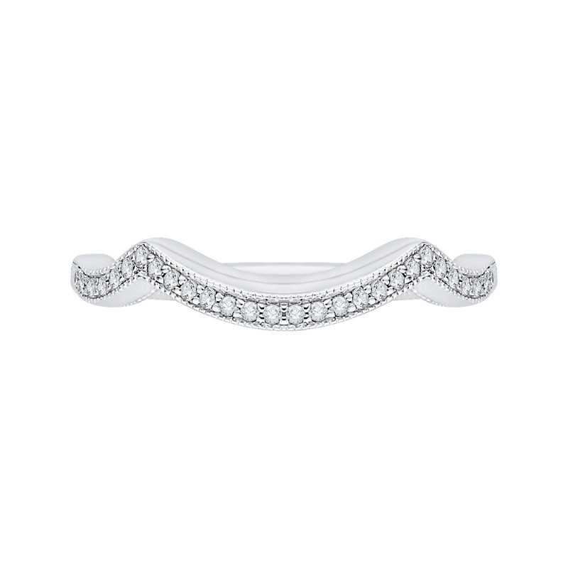 Round Diamond Half-Eternity Wedding Band in 14K White Gold