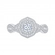 Cushion Cut Diamond Double Halo Engagement Ring in 14K Two Tone Gold