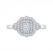 Cushion Cut Diamond Double Halo Vintage Engagement Ring in 14K White Gold