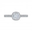 Cushion Cut Diamond Halo Engagement Ring in 14K White Gold