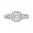 Cushion Cut Diamond Double Halo Engagement Ring in 14K White Gold