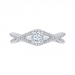 Split Shank Cushion Cut Diamond Engagement Ring in 14K White Gold