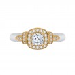 Cushion Cut Diamond Halo Engagement Ring in 14K Two Tone Gold