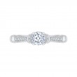 Cushion Cut Diamond Cathedral Style Engagement Ring in 14K White Gold